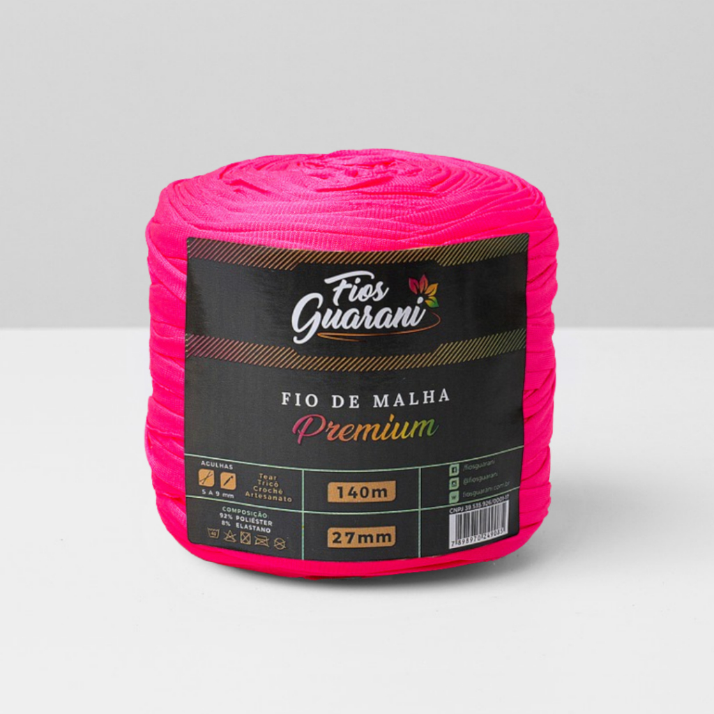 Fio de Malha Premium Guarani 140m 27mm Rosa Neon - para Artesanato, Crochê e Tricô Fios Guarani