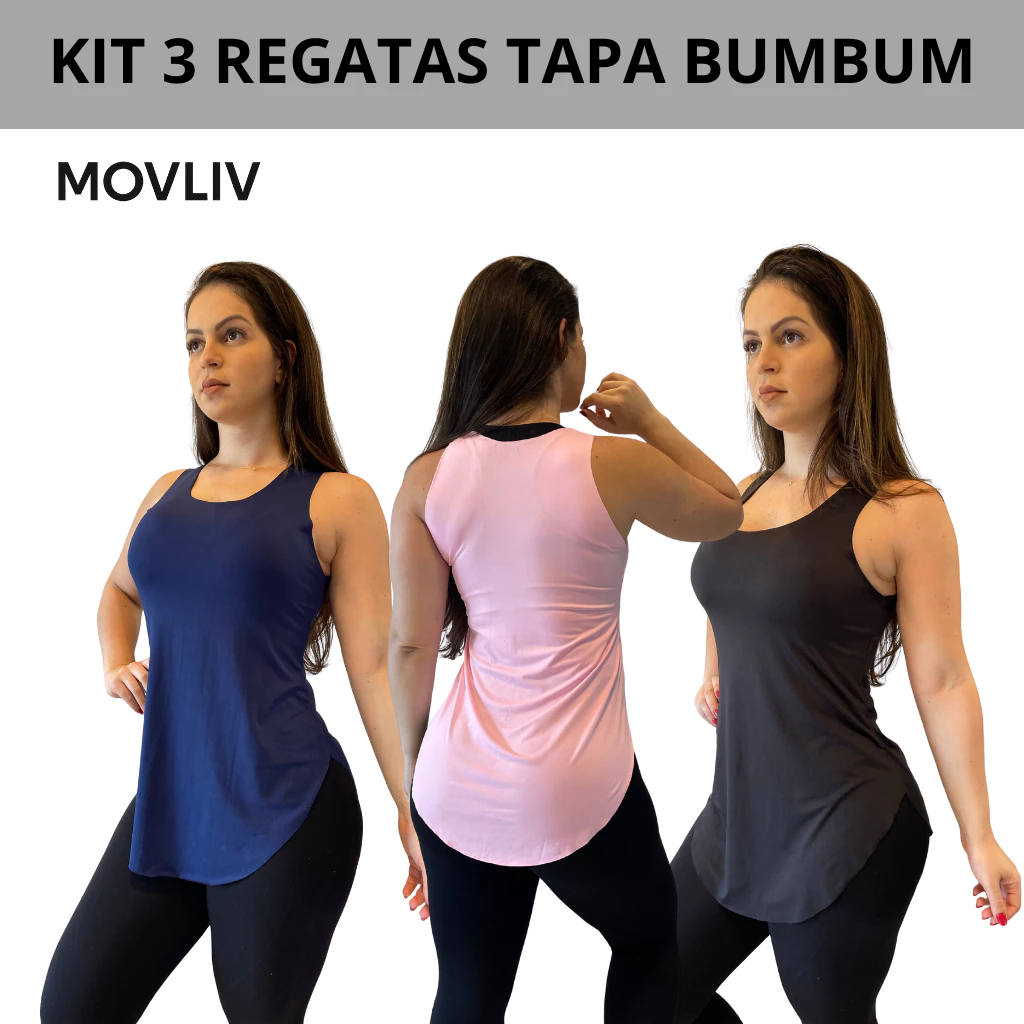 Kit 3 Camisetas Feminina  Academia Camiseta Fitness Esportivo Tapa Bumbum Confortavel Corrida treino — imagem 1