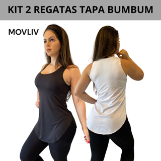 Kit 2 Regata Feminina Fitness Basica Tapa Bumbum Soltinha Academia Crossfit Corrida Malhar Treino em Oferta na Shopee