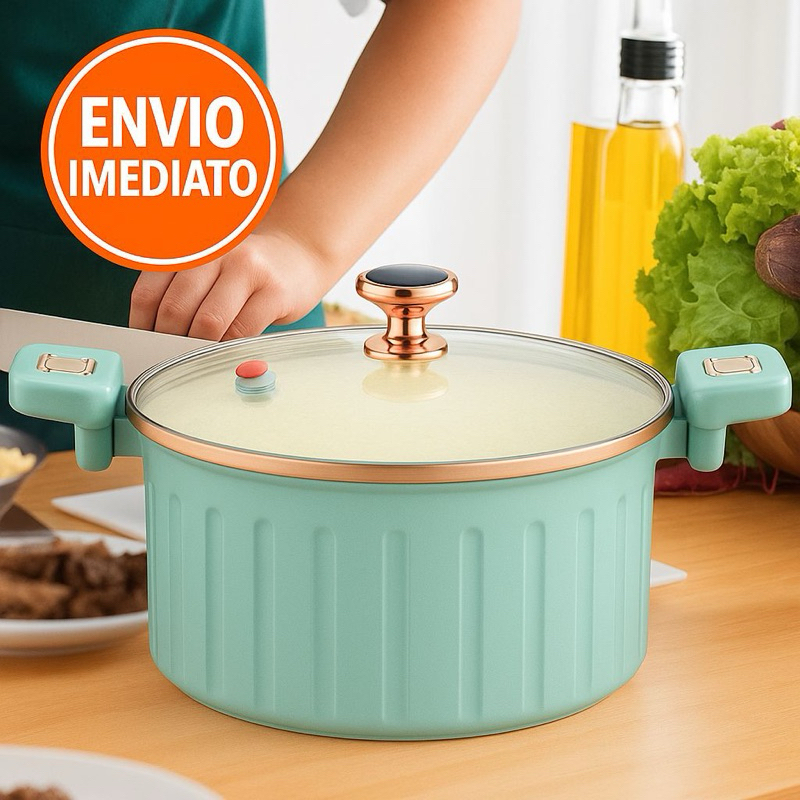 Panela de Micro Pressão 10 Litros 28Cm Anti Aderente Caçarola e Tambem Por Indução