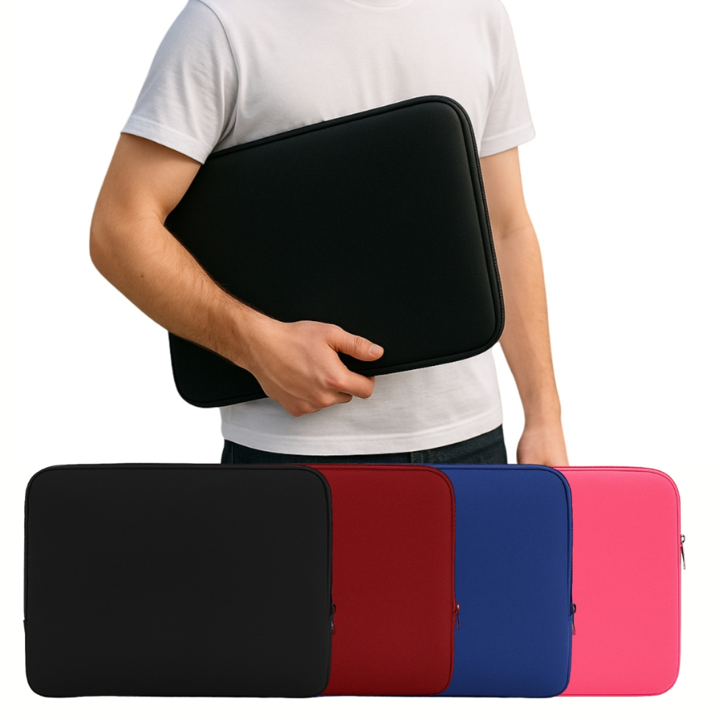 Bolsa Capa Maleta de Notebook 15 " - 13 - 14 - 15,6 - 17 - 7 - 10 - 12 Polegadas Neoprene Slim Case Lisa Reforçada