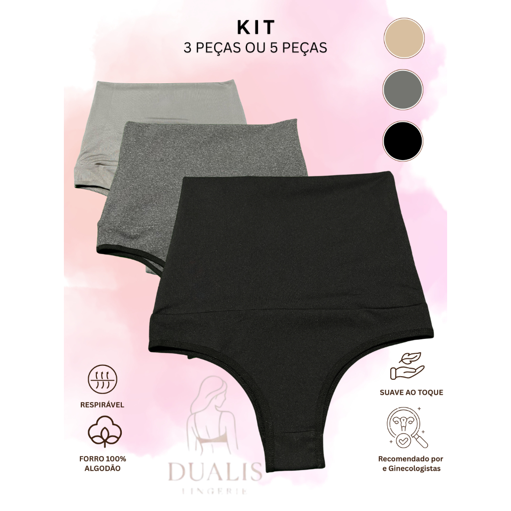 Cinta Modeladora Alta Compressão Cós Duplo Dualis - Unidade ou Kits 3 e 5 | Não Enrola