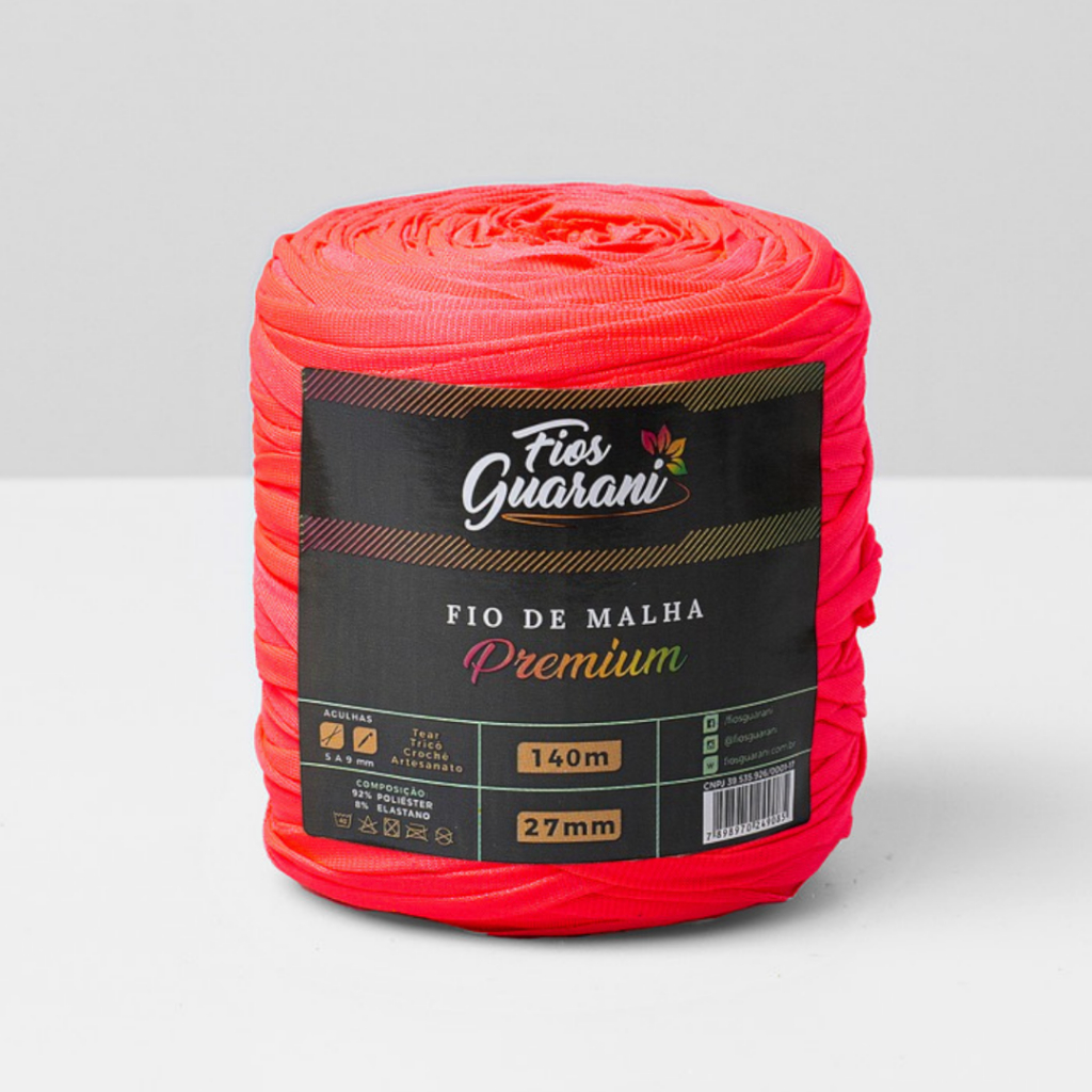 Fio de Malha Premium Guarani 140m 27mm Laranja Neon - para Artesanato, Crochê e Tricô Fios Guarani