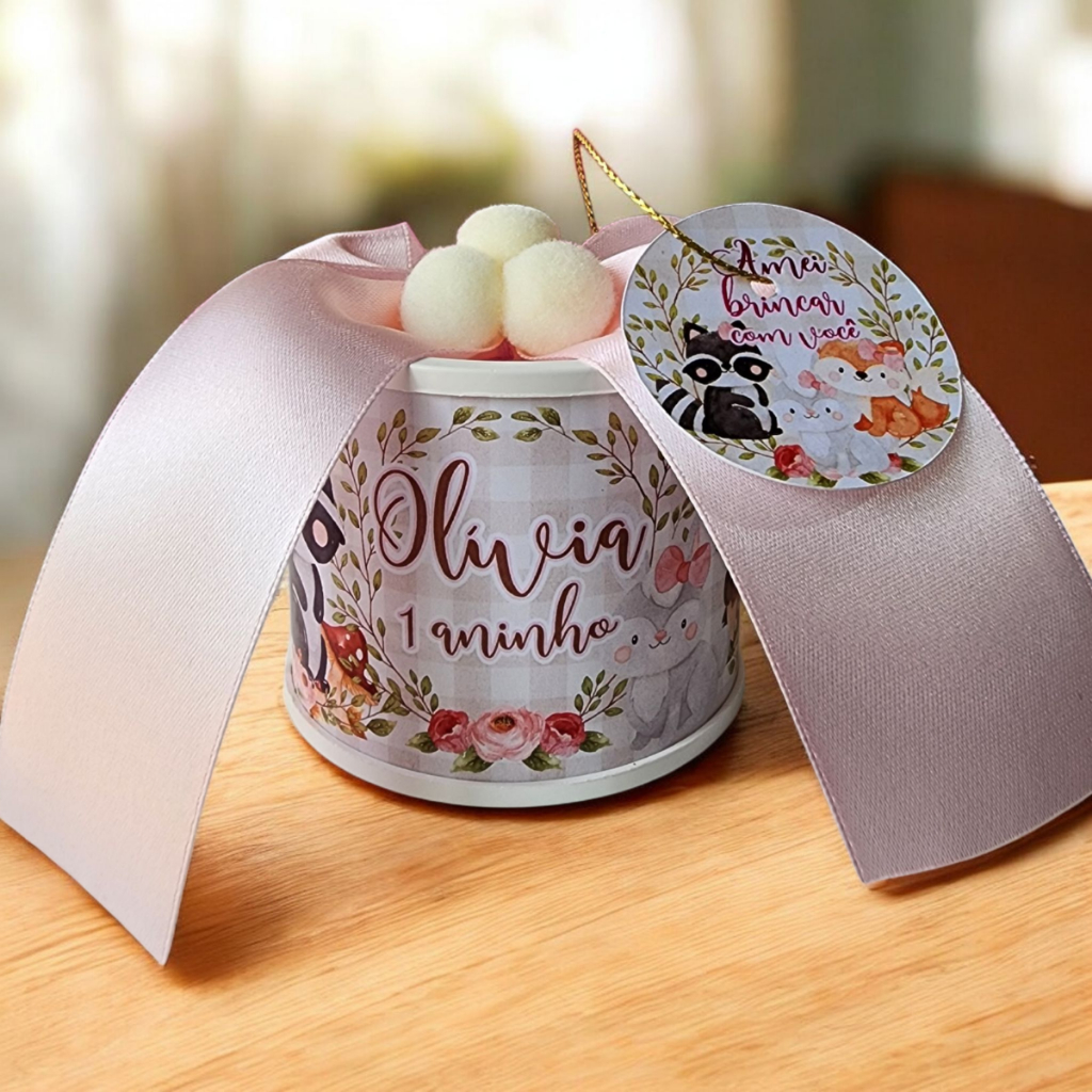 Tubolata Personalizada 5x6 - Bosque Encantado - Lembrancinha Maternidade - Chá de Bebê Aniversário