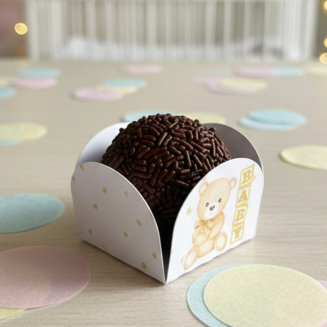 ENVIO RÁPIDO - Forminhas de Doces Chá Revelação Ursinho Doces e Brigadeiro pra Decoração Aniversário