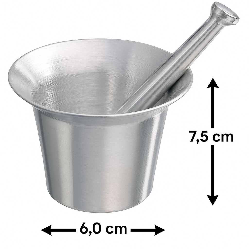 Pilão Grande De Alumínio Socador Tempero Condimentos Tamanho 7,5cm x 6,0cm