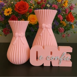 Kit Vasos Decorativos Laços + Enfeite Ore e Confie – Decoração Elegante, Mesa Posta, Sala, Quarto, Home Decor fé rosa