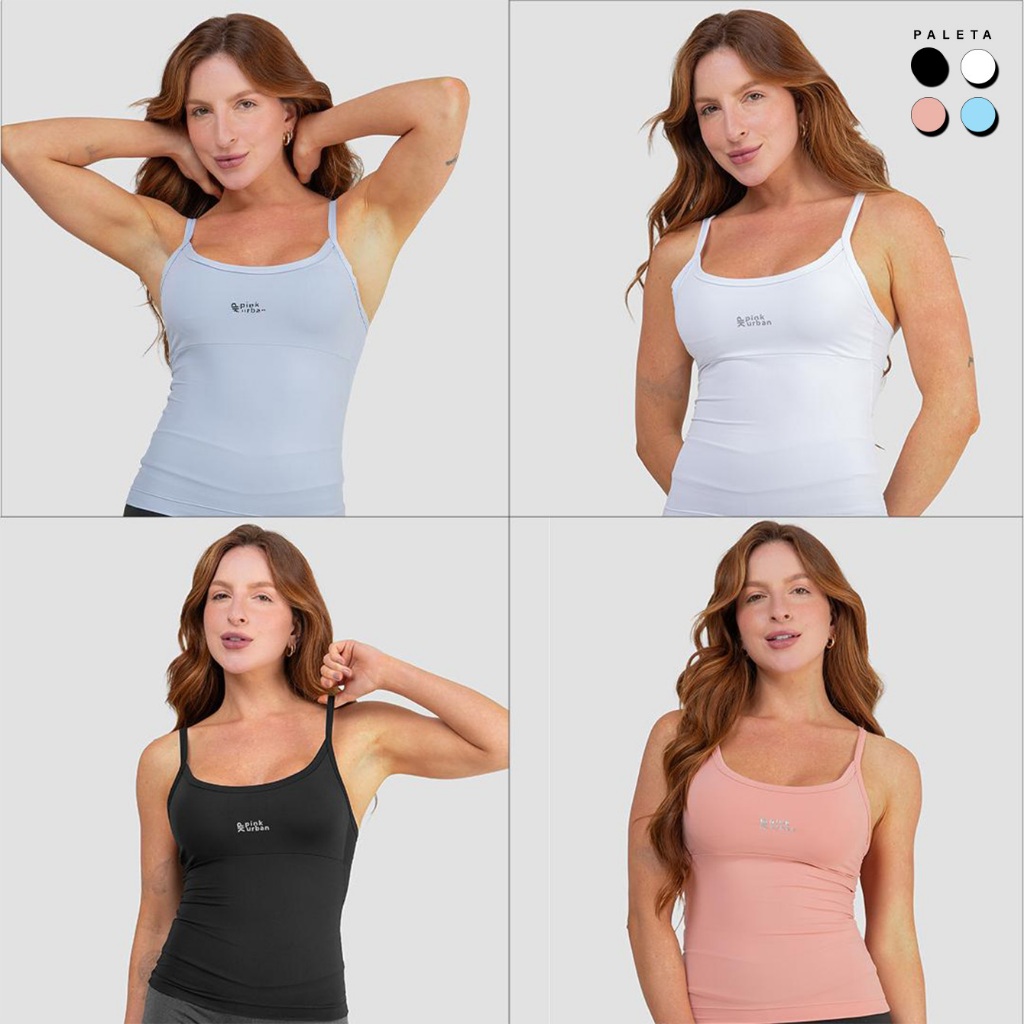 Kit 4 Regata Camiseta Alcinha Fitness Feminino Liso Poliamida Tank Top Slim Academia Verão em Oferta na Shopee