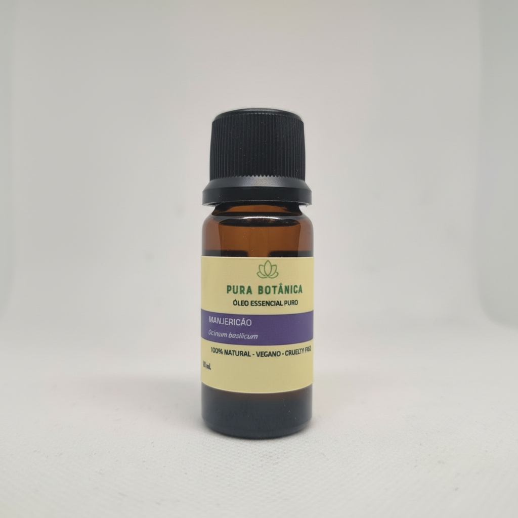 Óleo Essencial Manjericão 10ml 100% Puro Pura Botânica – Herbal, Aromaterapia, Clareza e Bem-Estar