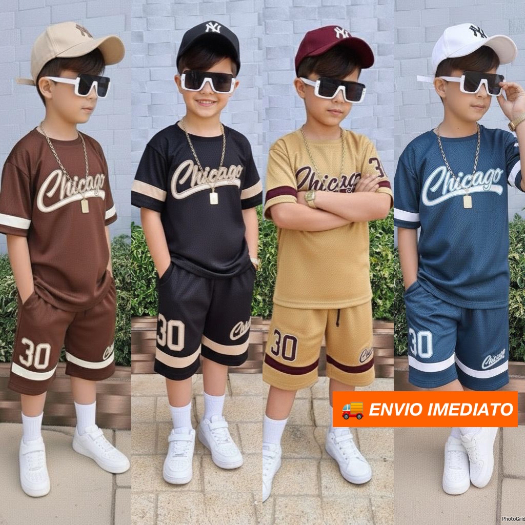 Conjunto Infantil Masculino Verão Camiseta + Bermuda Dry Fit Roupas Menino 2 ao 12 Anos Estiloso em Oferta na Shopee