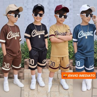 Conjunto Infantil Masculino Verão Camiseta + Bermuda Dry Fit Roupas Menino 2 ao 12 Anos Estiloso em Oferta na Shopee