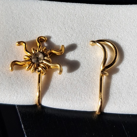 Kit Nose Sol e Lua / Kit Piercing de Encaixe de Nariz em Oferta na Shopee