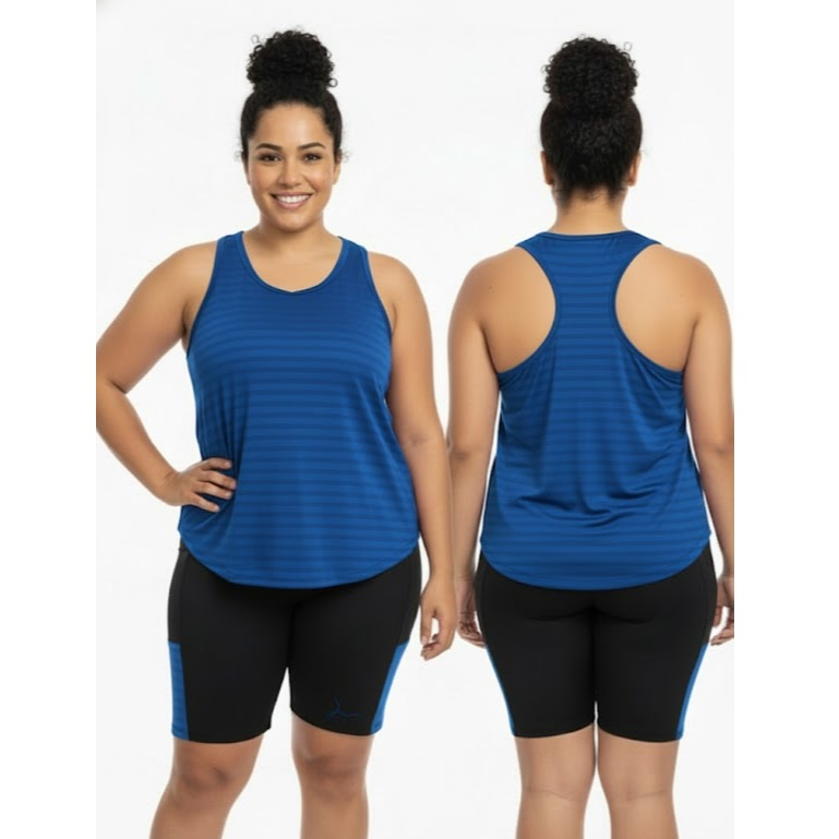Conjunto Fitness Plus Size Premium: Regata Conforto e Short Suplex com Bolso (Perfeito para Treinar!) em Oferta na Shopee