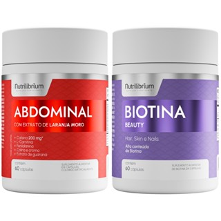 Kit Abdominal Dia Cafeína Cromo 60 Caps + Biotina Pura 60 Caps Nutrilibrium em Oferta na Shopee