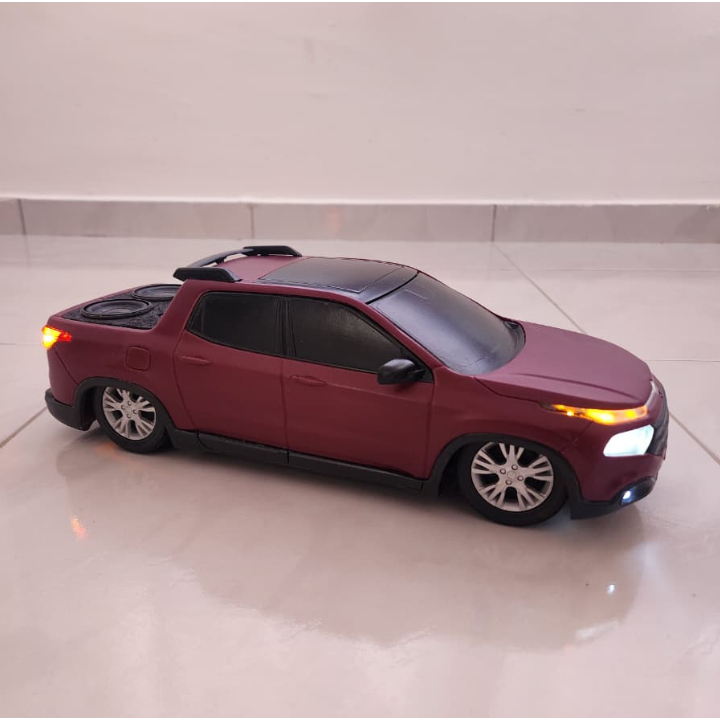 Carrinho de Controle Remoto Mini Fiat Toro funcional | Controle PS2 | Bateria Recarregável | Som 6W