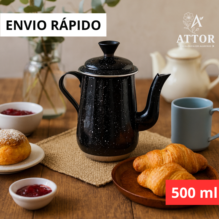 MINI BULE DE ALUMÍNIO 500 ML COM ALÇA INTEIRIÇA PARA  CANTINHO DO CAFÉ SERVIR A MESA PORÇÃO INDIVIDUAL FERVEDOR