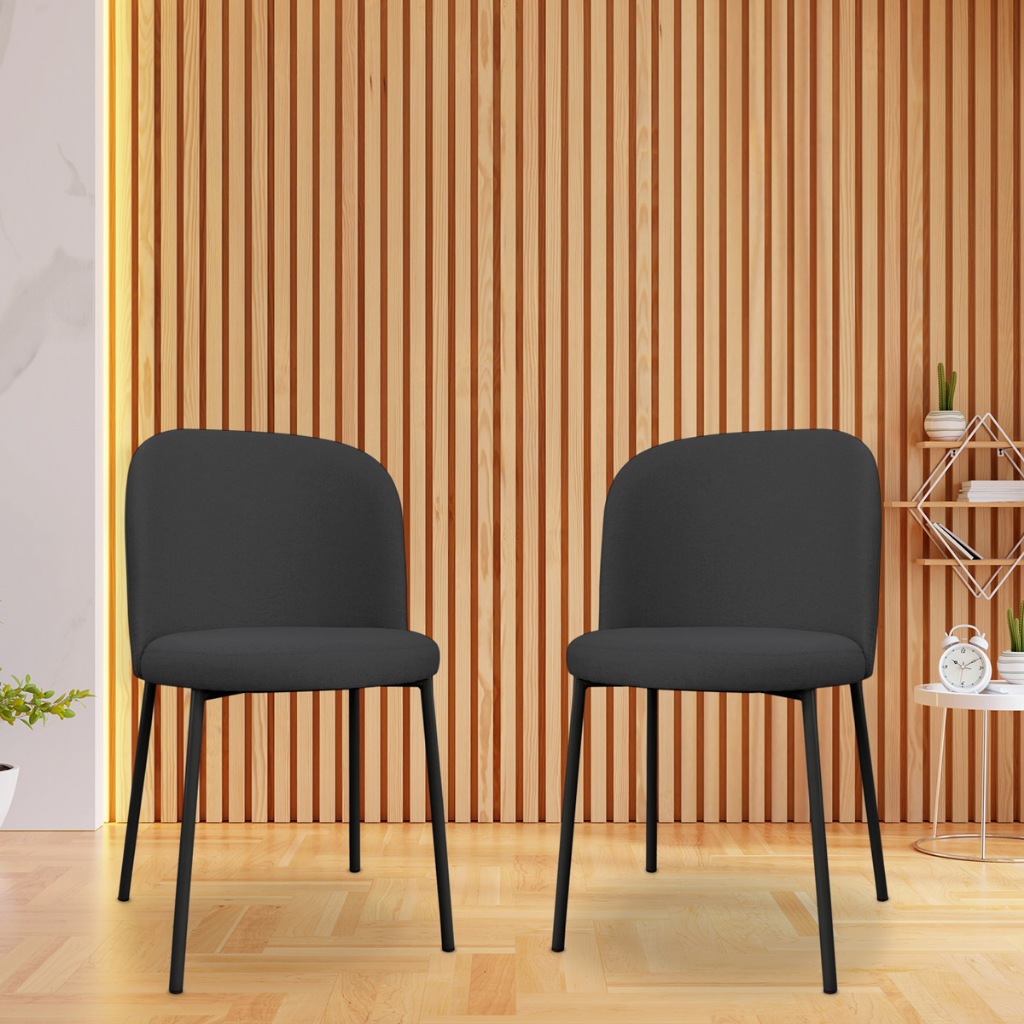 Kit 2 Cadeira Elegance Elegante para Sala de Jantar Mesa Cozinha Base de Ferro Preto- Cadeira com Pé Preto
