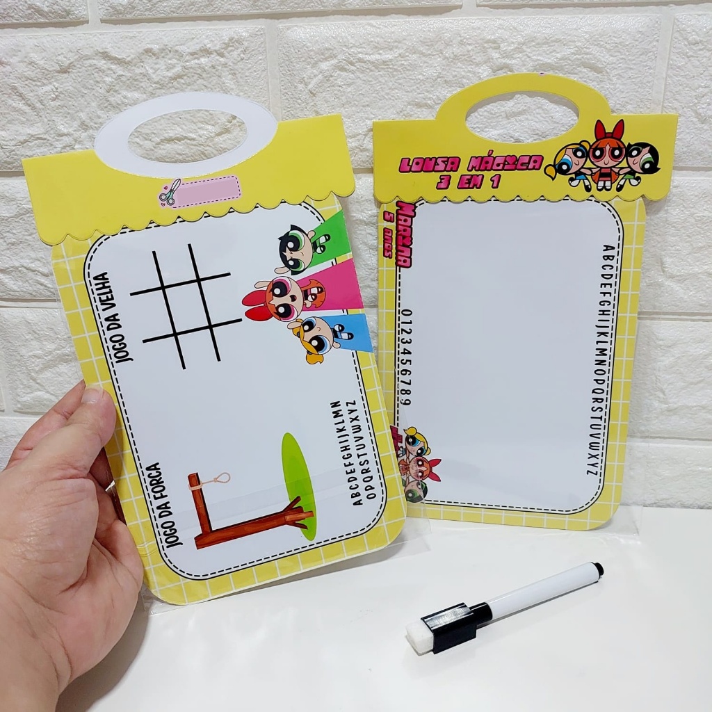 Lousa Mágica MENINAS SUPER PODEROSA Lembrancinha Personalizada – Festa de Aniversário Infantil