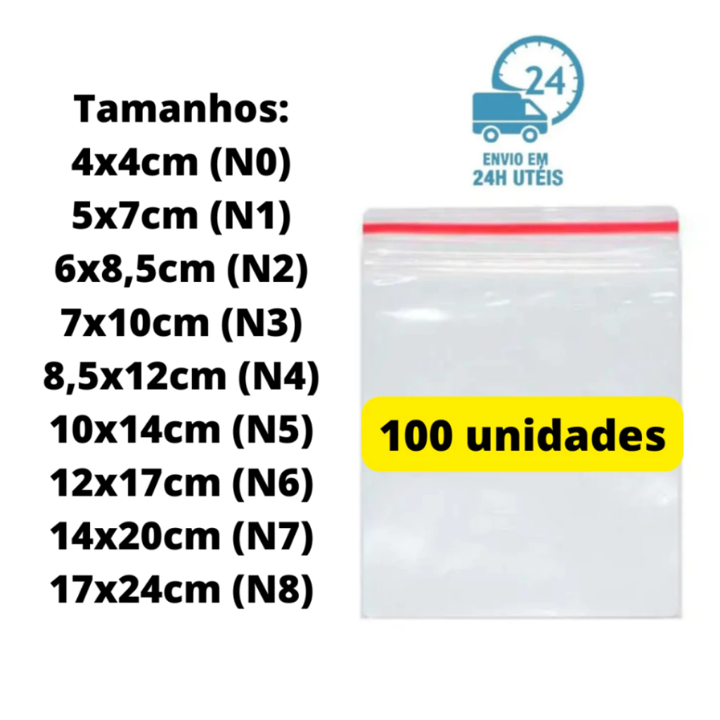 Saco Zip 100 Unidades Hermético Abre E Fecha Saquinho Plástico Para Freezer Geladeira em Oferta na Shopee