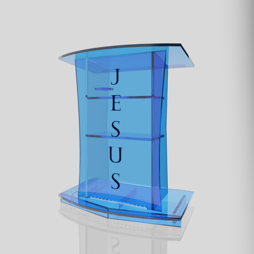 Pulpito Resistente Bonito Acrilico Azul com Led - Igrejas e Eventos NF Incluso