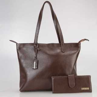 Kit Bolsa Feminina Grande Sacola Couro Legitimo e carteira em Oferta na Shopee