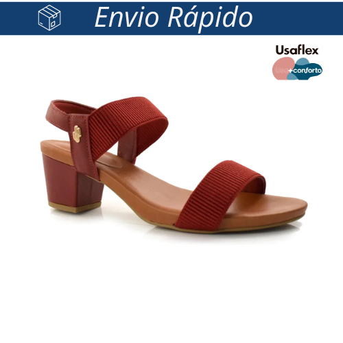 Sandália Usaflex Com Elástico Salto Bloco Rebu Confort Original