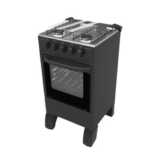 Fogão de Piso Braslar New Sirius 4 Bocas Preto Mesa Inox – Acendimento Manual