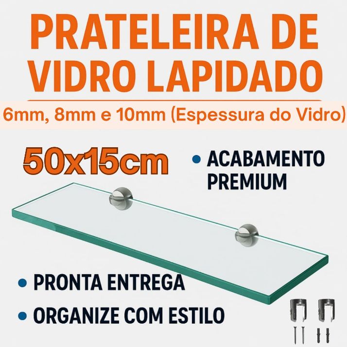 Prateleira de Vidro Lapidado Luxo Com Suporte | Porta Shampoo, Temperos, Banheiro, Cozinha, Sala em Oferta na Shopee