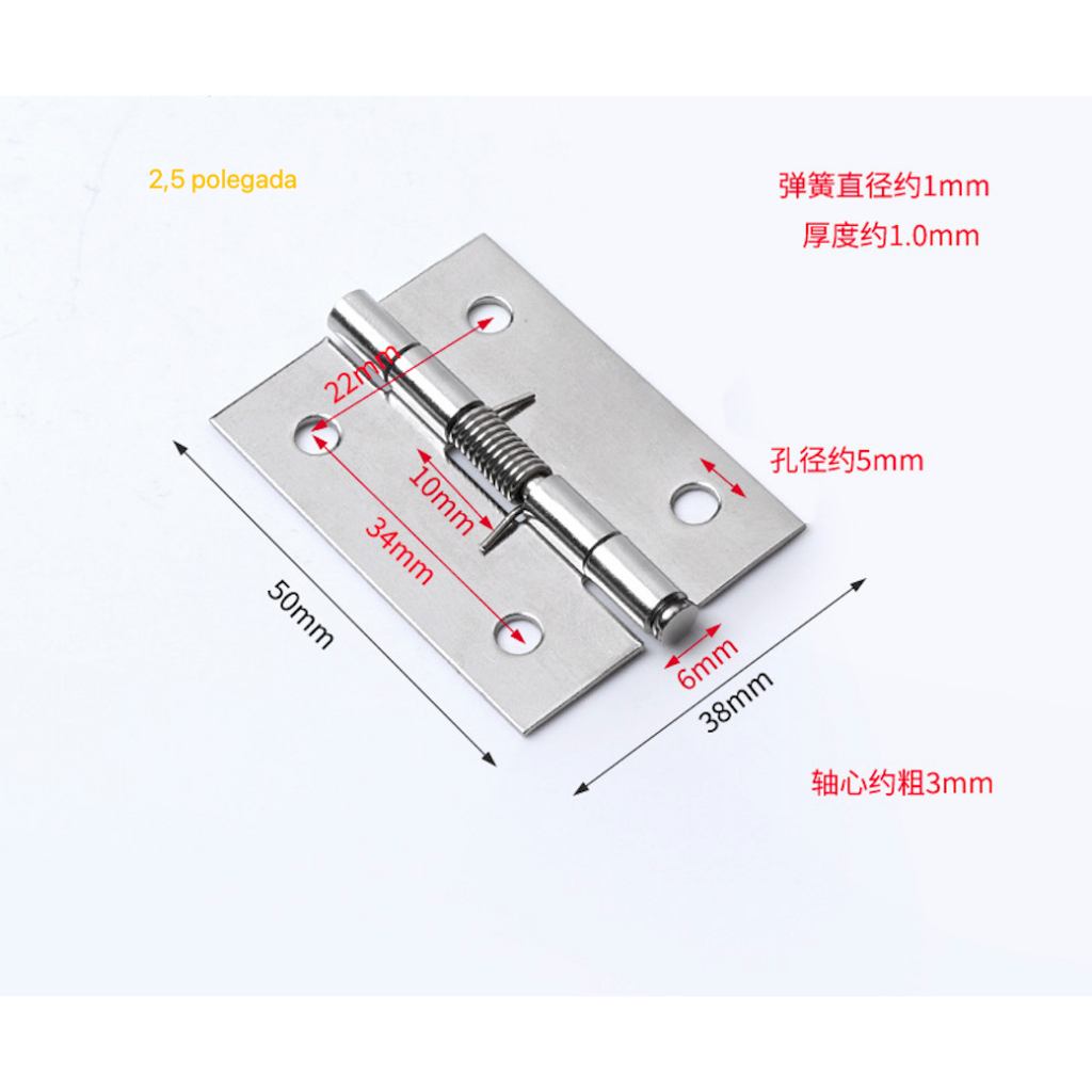 KIT Dobradiça 2 Polegadas c/ Mecanismo Fechamento Automático c/ Mola (parafusos não incluídos) NOVA