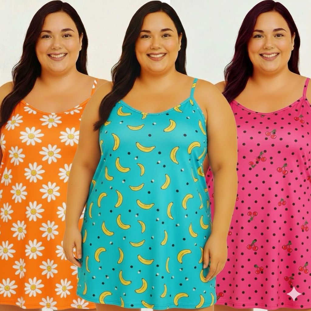 KIT com 3 Camisolas PLUS SIZE Extra Grande 44-46-48-50