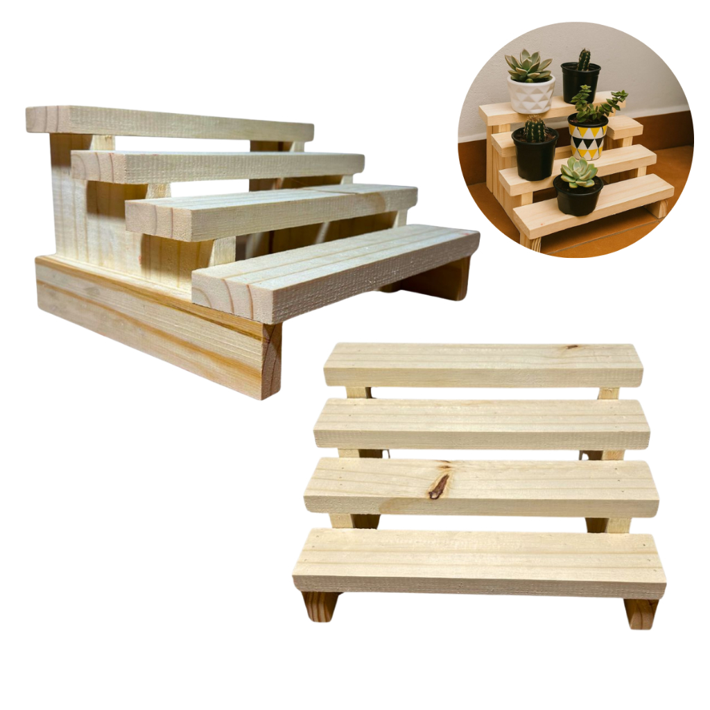 Kit 1-4 Escada 4 Andares Decorativa em Madeira – Design Estiloso Versátil Elegante CHENX3 em Oferta na Shopee