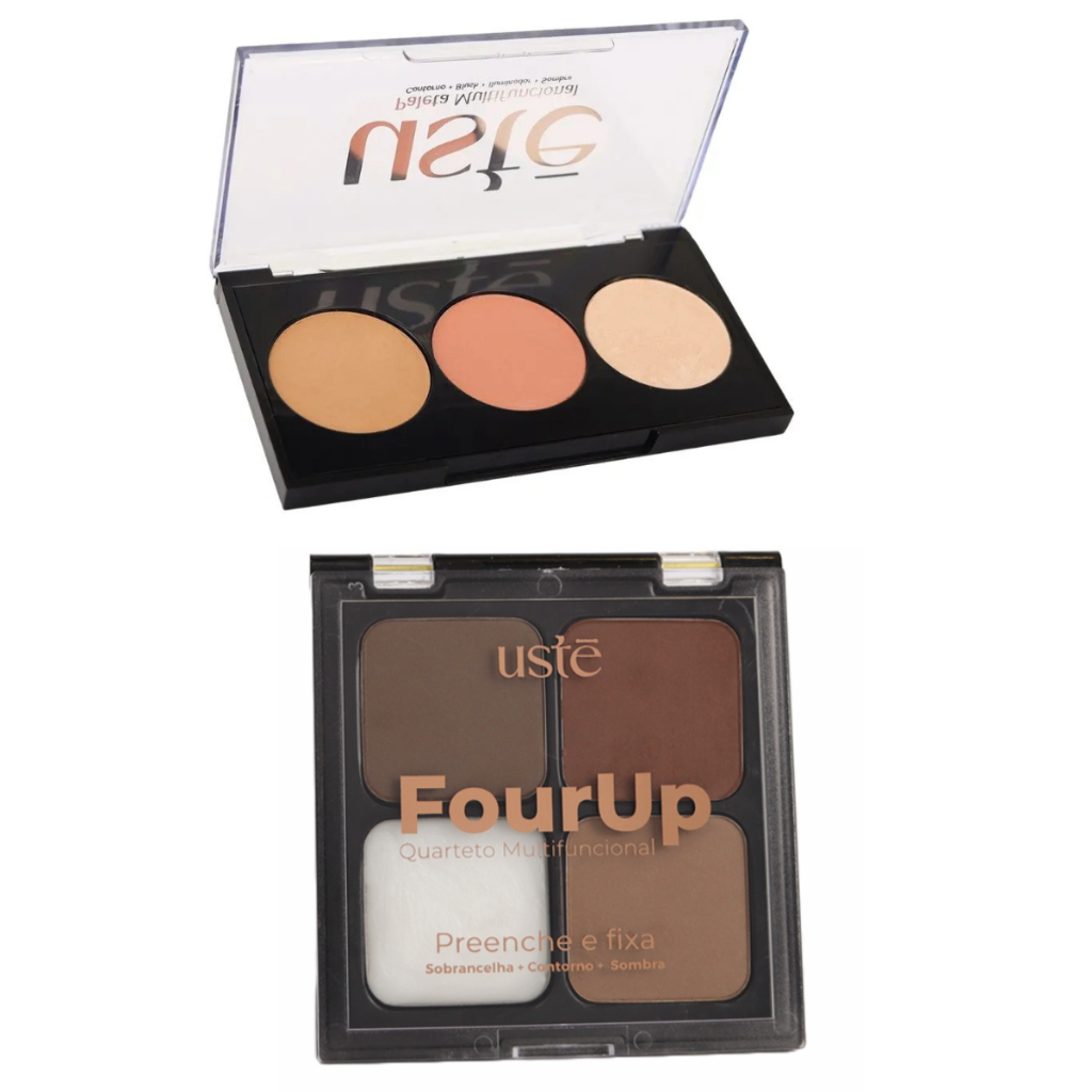 Paleta Contorno +Blush +Sombra +Iluminador FourUp Sobrancelha +Contorno + Sombra Uste Produto Vegano