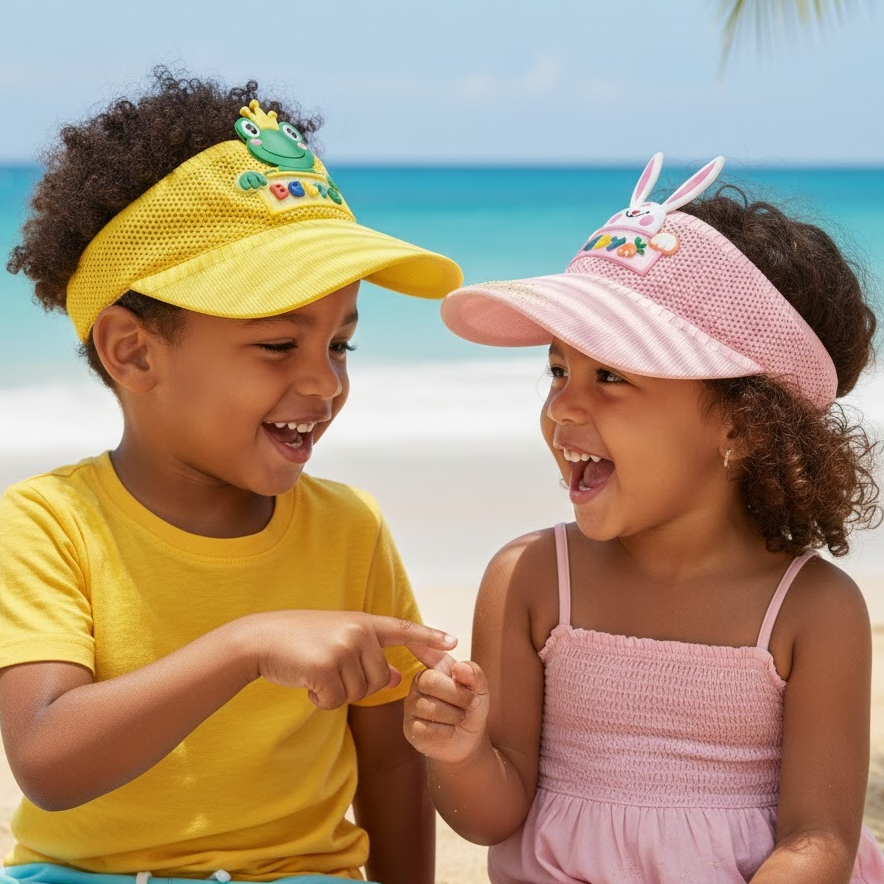 Kit Chapéu De Sol Infantil Verão Menino e Menina Viseira