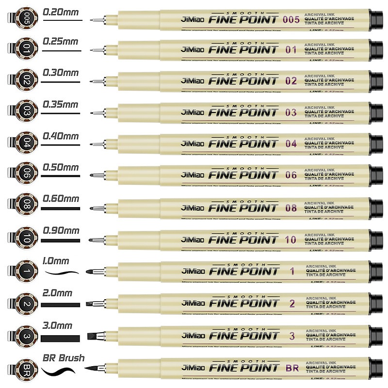 Conjunto de 12 marcadores de manga, canetas agulhas, à prova d'água, desenhadas à mão, pena de gancho, caneta para em Oferta na Shopee