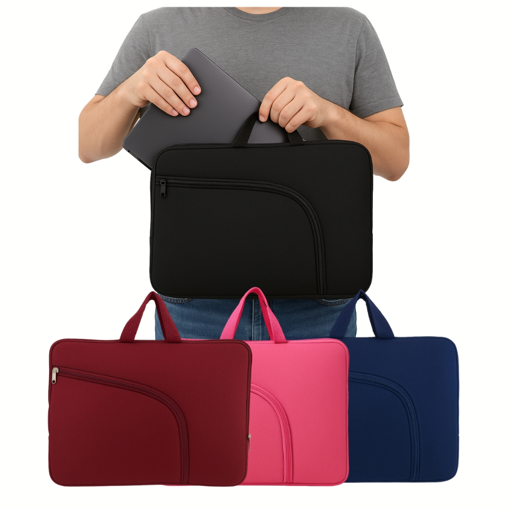 Bolsa Case Capa De Notebook e Macbook de Neoprene 13' 14' 15,6' 17' Polegadas C/Bolso Externo