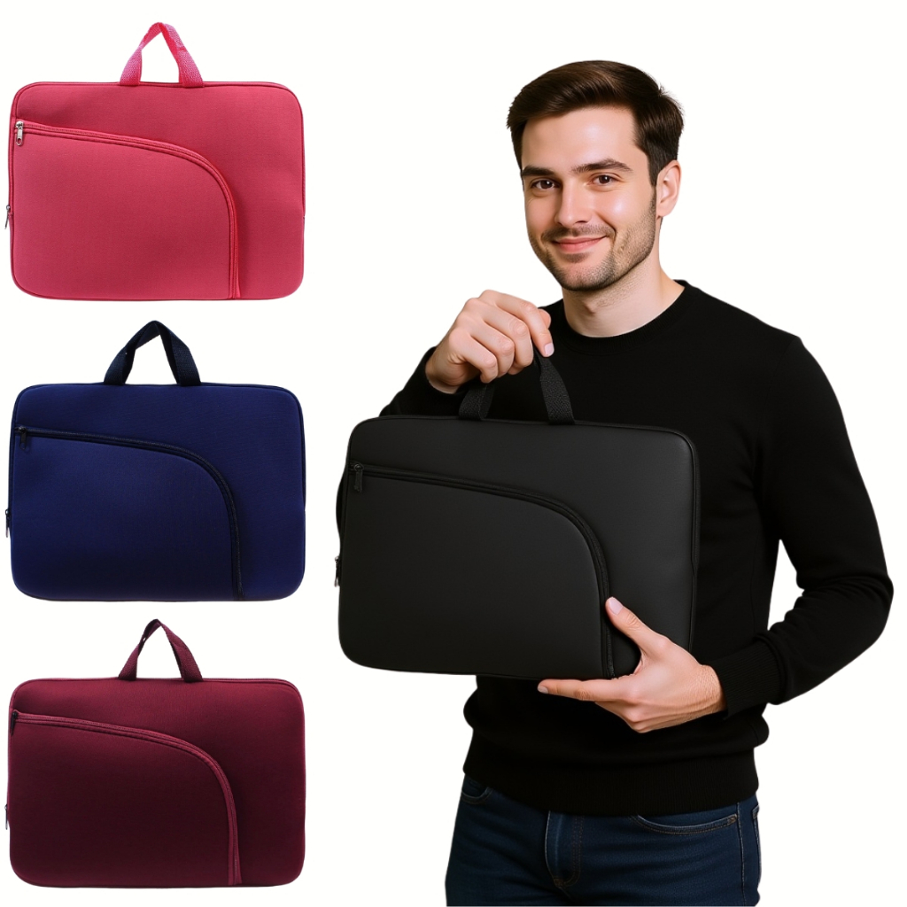 Imagem Capa Case Porta Notebook 15 " / 13 / 13,3 / 14 / 15,6 / 17 / 17,1  " Bolsa com Alça Reforçada e Bolso para Objetos