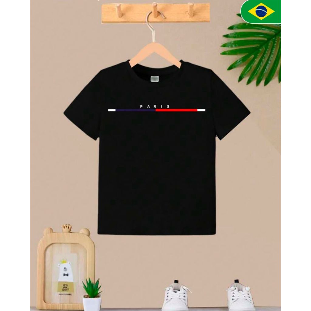 Camiseta Infantil Casual Paris Camisa 100% Algodão Linha Premium Criança e Adolescente Envio Rápido
