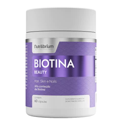 Biotina 100% Pura Beauty Premium Cabelos Pele Unha 60 Caps Nutrilibrium