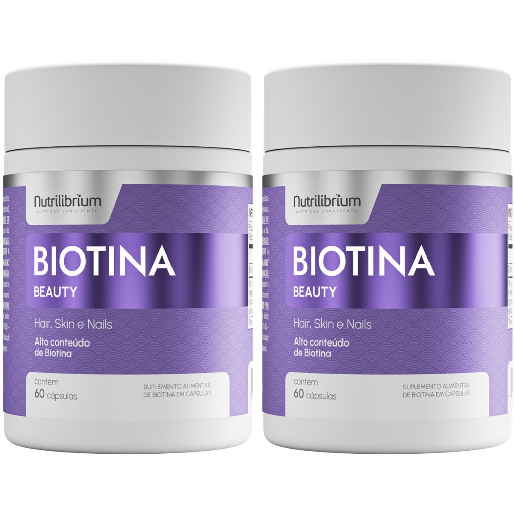 Kit 2x Biotina 100% Pura Beauty Cabelos Pele Unhas 120 Caps Nutrilibrium em Oferta na Shopee