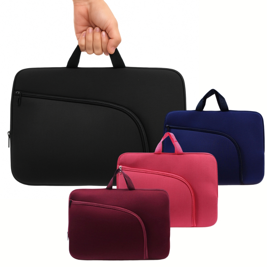 Mala Case de Notebook Alça Reforçada Compacta Neoprene C/Bolso Externo 14" 15" 17"
