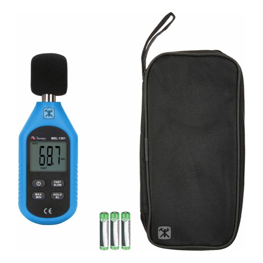 Decibelímetro Som Ruídos Sonoros 30-130 Db Msl-1301 Com Bolsa