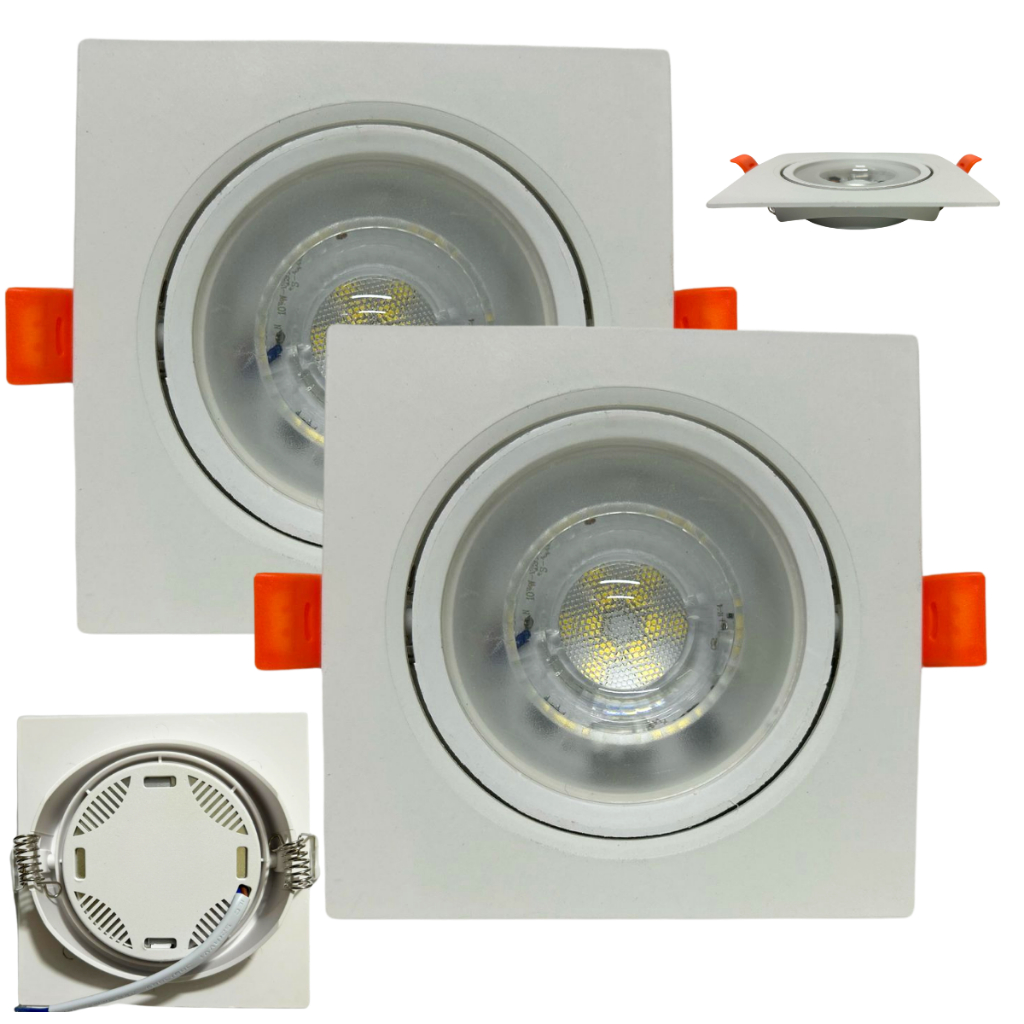 Kit 2 Luminária Spot Led 9w Embutir Quadrado 11x11cm Direcionável Frio 6500K ou Quente 3000K Bivolt Teto Sanca