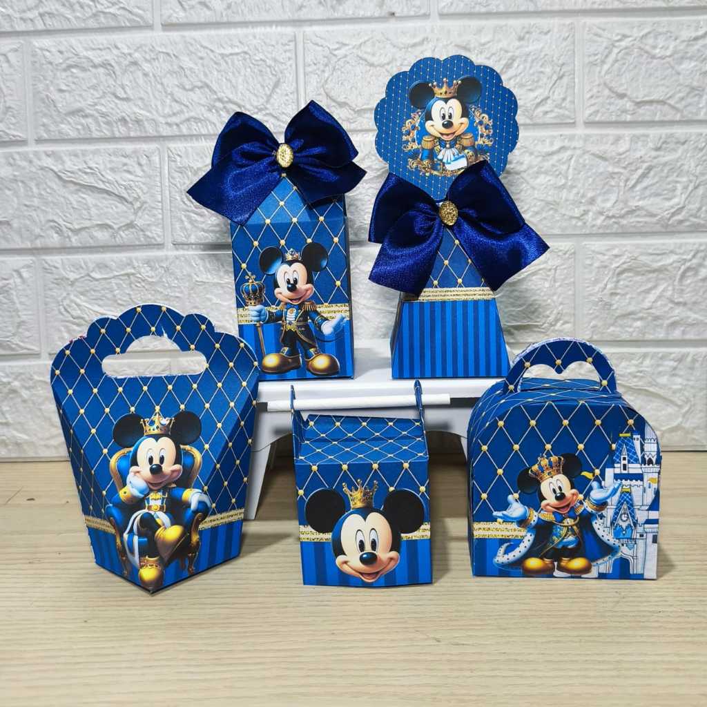 Kit Personalizados Caixinhas Mickey Realeza Príncipe  Lembrancinhas Aniversario-festa PEGUE E MONTE
