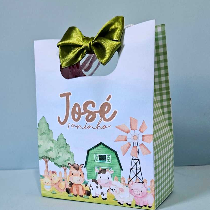 Sacolinha Personalizada Tema Fazendinha Verde para lembrancinha