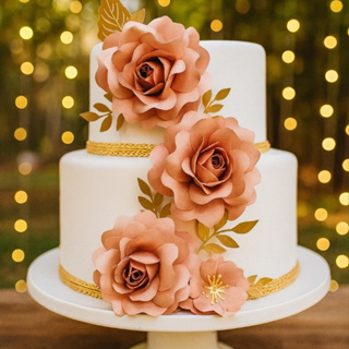 Envio Rápido, kit 3 Flores, Rosa chá ,linda Flores de papel para topo de bolo lembrancinhas, decoração, festas em Oferta na Shopee