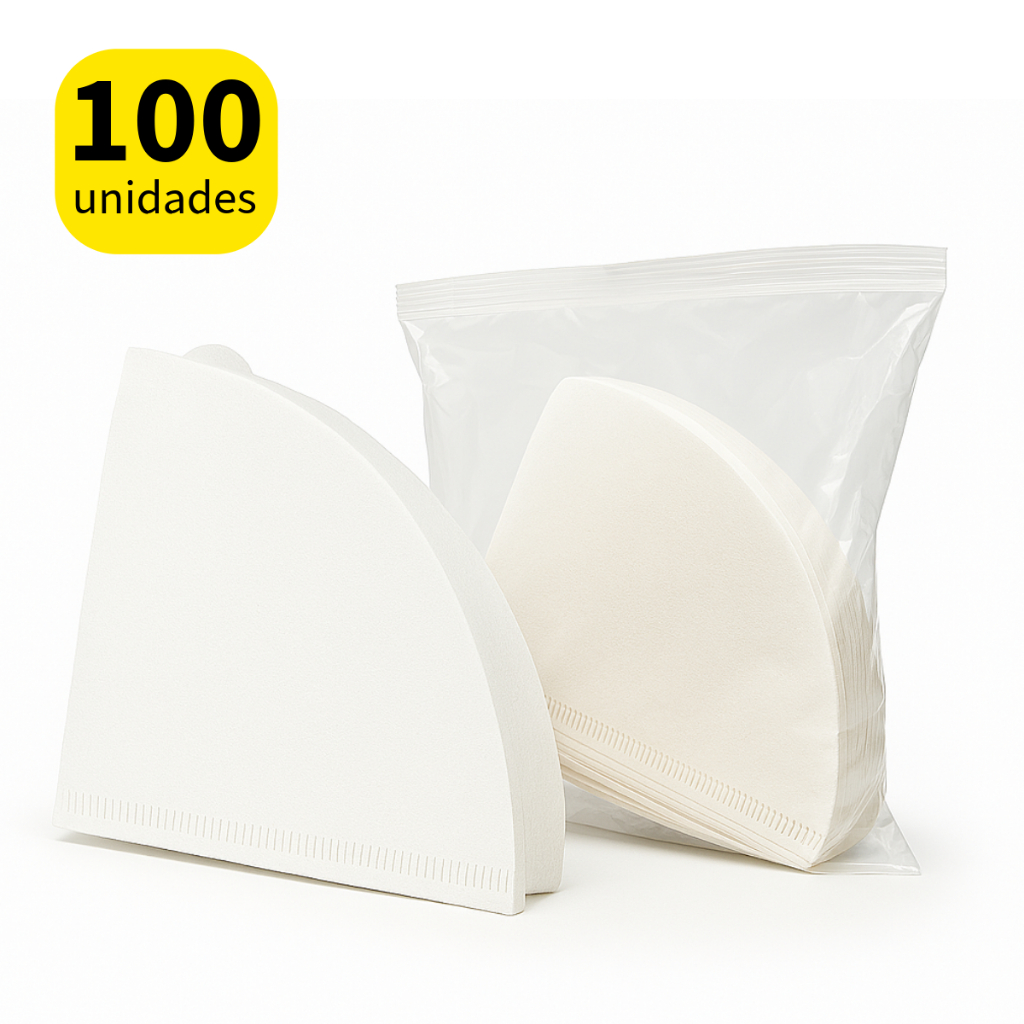 Até 300 Unidades Filtro de Café Papel V60 101 e 102 Compatível Hario e Waals Branco Tamanho 01 e 02