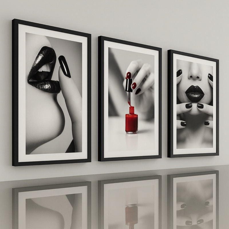 Quadros Decorativos  3 Peças Manicure Salao de Beleza Cabelereira Empreendedora Mulher Unha Esmalte em Oferta na Shopee