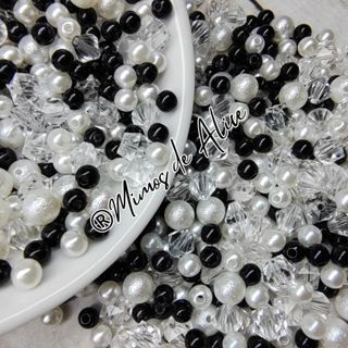 Aprox. 380 pçs Blend Mix Preto Perola Miçanga Leitosa Cristais Pedraria brincos bijuterias Diy em Oferta na Shopee