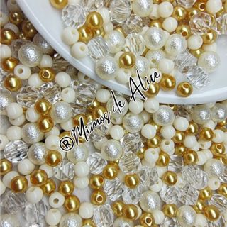 Aprox. 380 pçs Blend Mix Dourado Perola Miçanga Leitosa Cristais Pedraria brincos bijuterias Diy em Oferta na Shopee