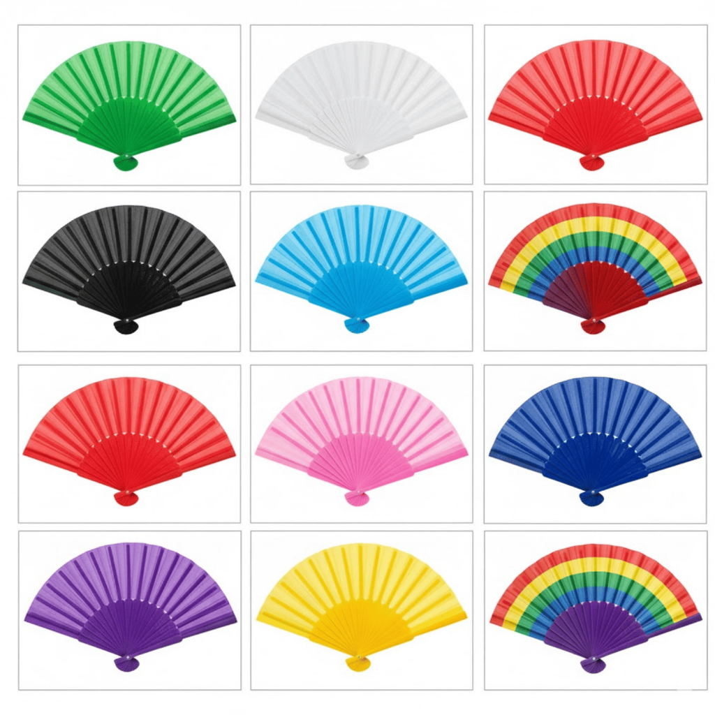 Leque Oriental Liso Colorido Para o Carnaval Decoração Festa